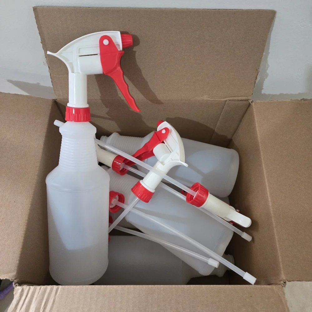 Set of 6 Red and White Spray Bottles